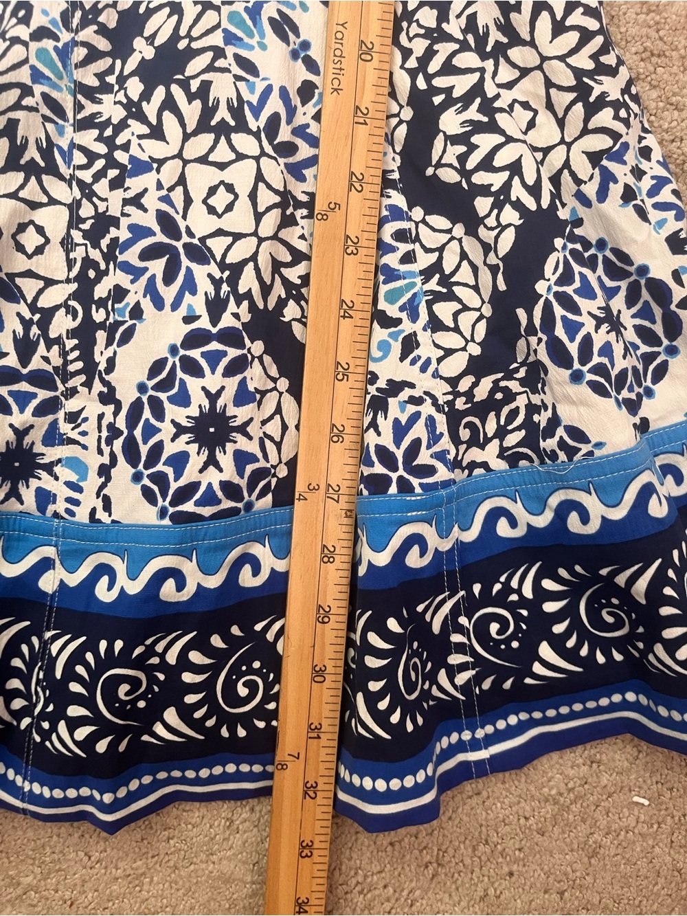 Avec Les Filles Mini Dress Size 2 Barcelona Tile Print Blue White Fit Flare NWT - Picture 9 of 11